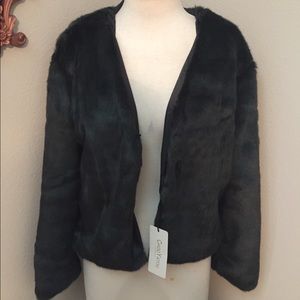Soft Dark green faux fur coat